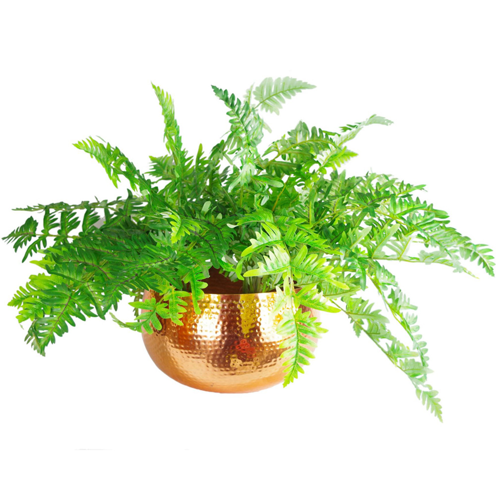 Botanik Copper Metal Straight Edge Hammered Planter 20 x 32cm Image 3