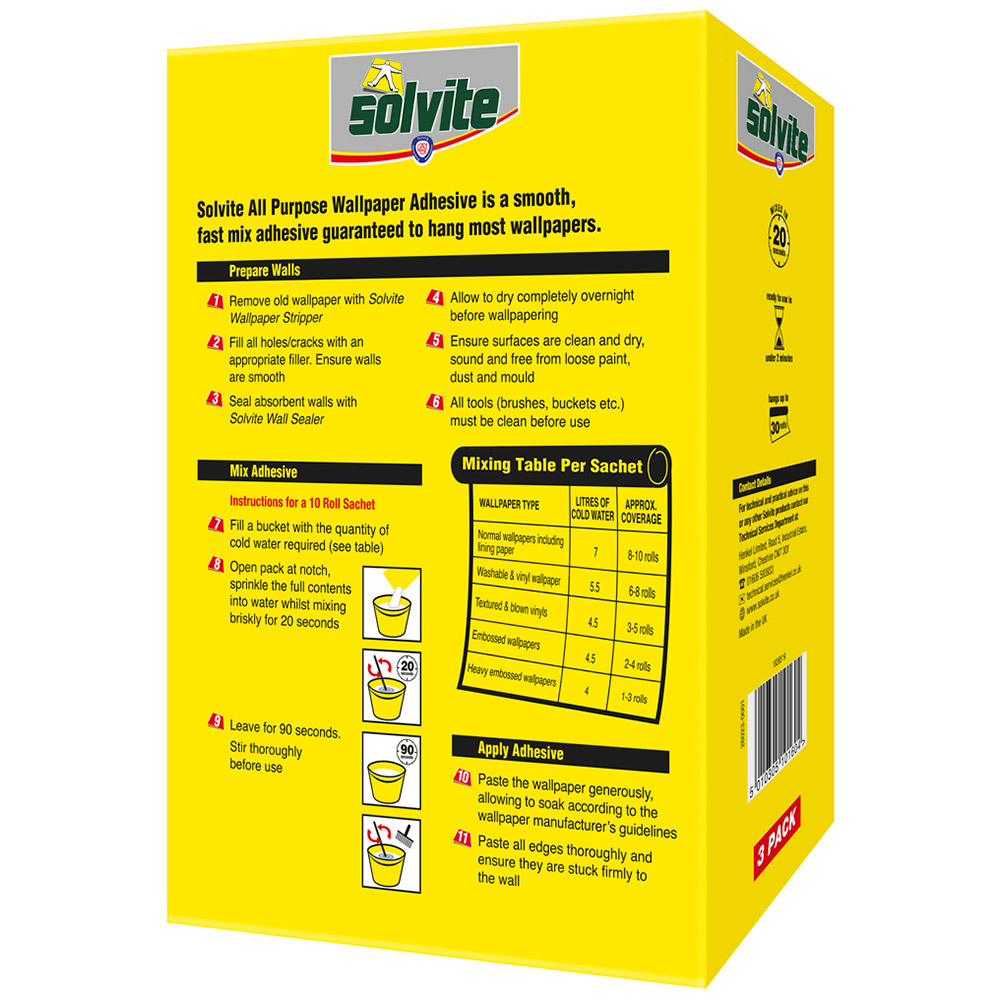 Solvite All Purpose Extra Strong Wallpaper Paste 20 Rolls Image 4