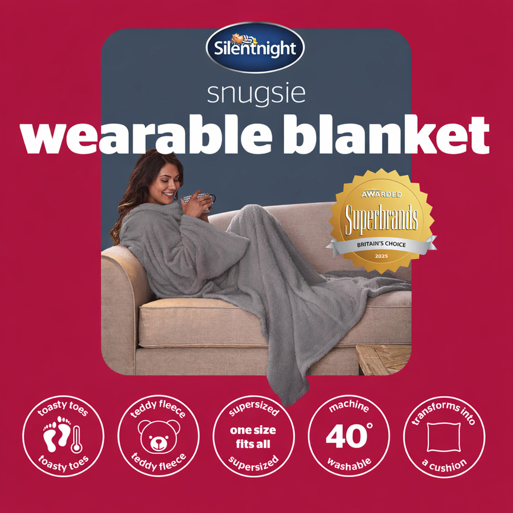 Silentnight Snugsie Sleeved Blanket  - Silver Image 9