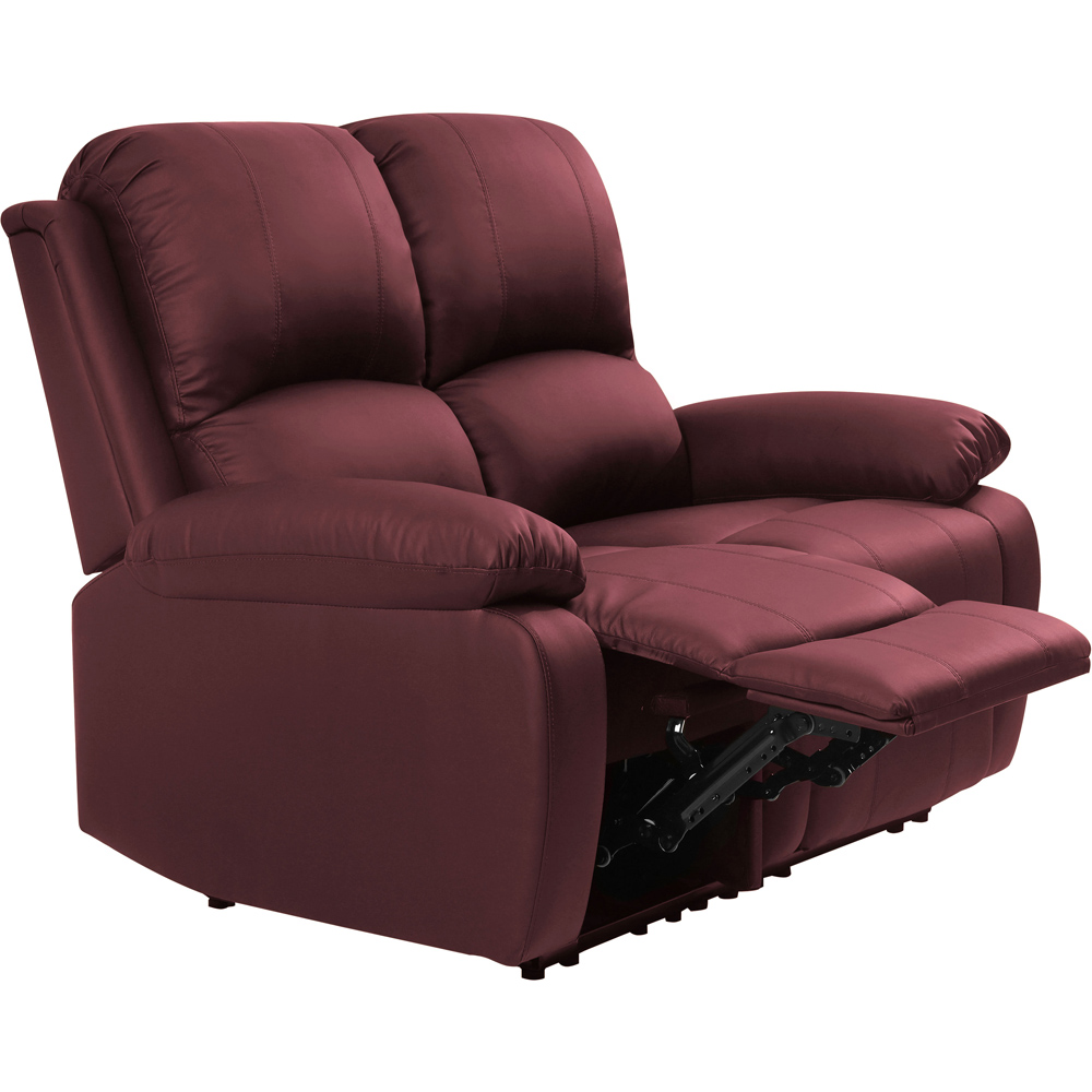 Brooklyn 2 Seater Red Bonded Leather Manual Recliner Sofa Image 2