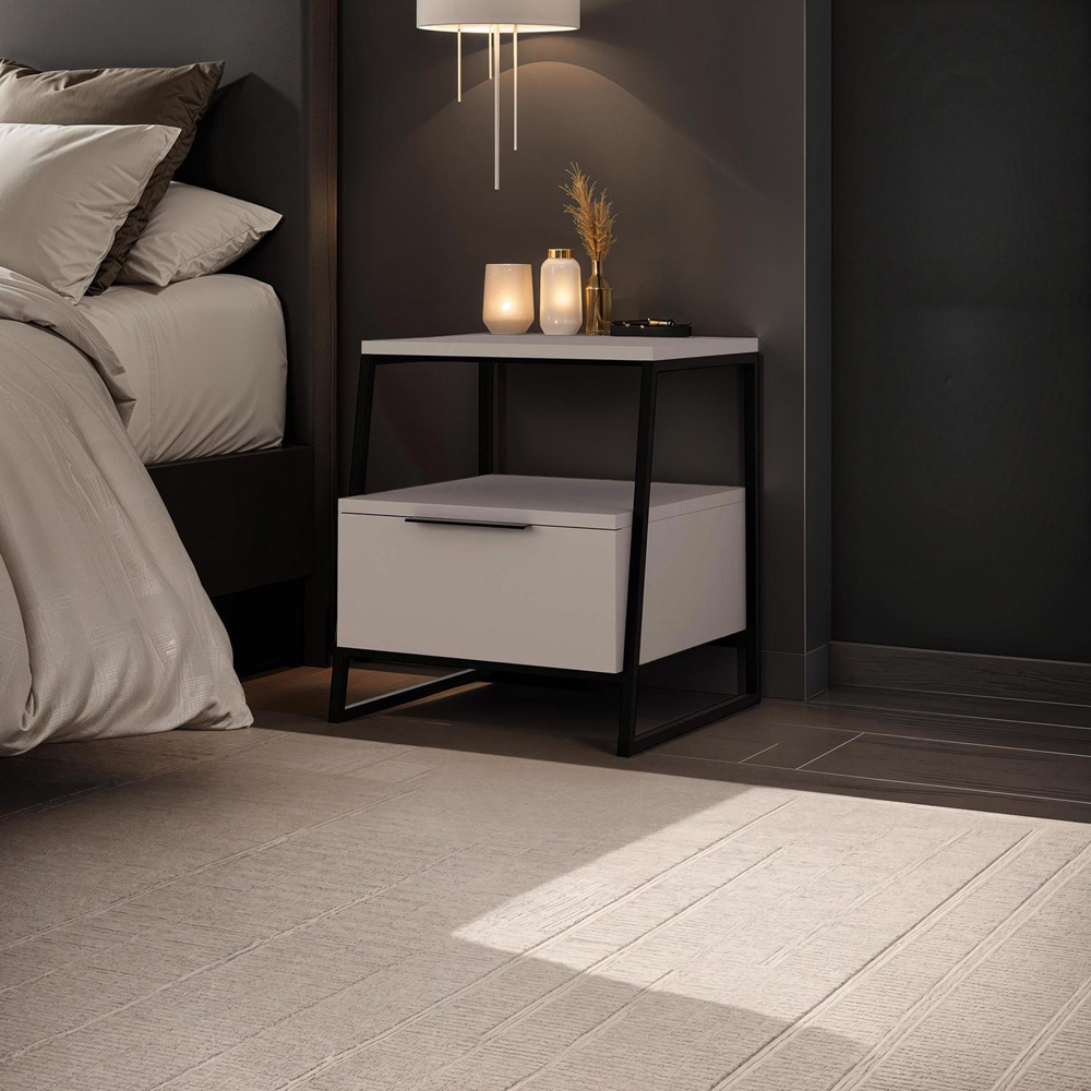 FWStyle Pal Single Drawer Single Shelf Mocha Grey Bedside Table Image 5