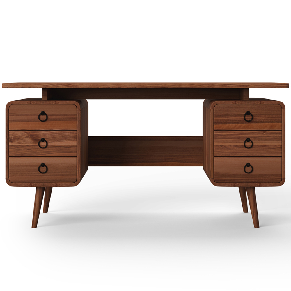 Dorel Somerset 6 Drawer Brown Office Desk Image 3