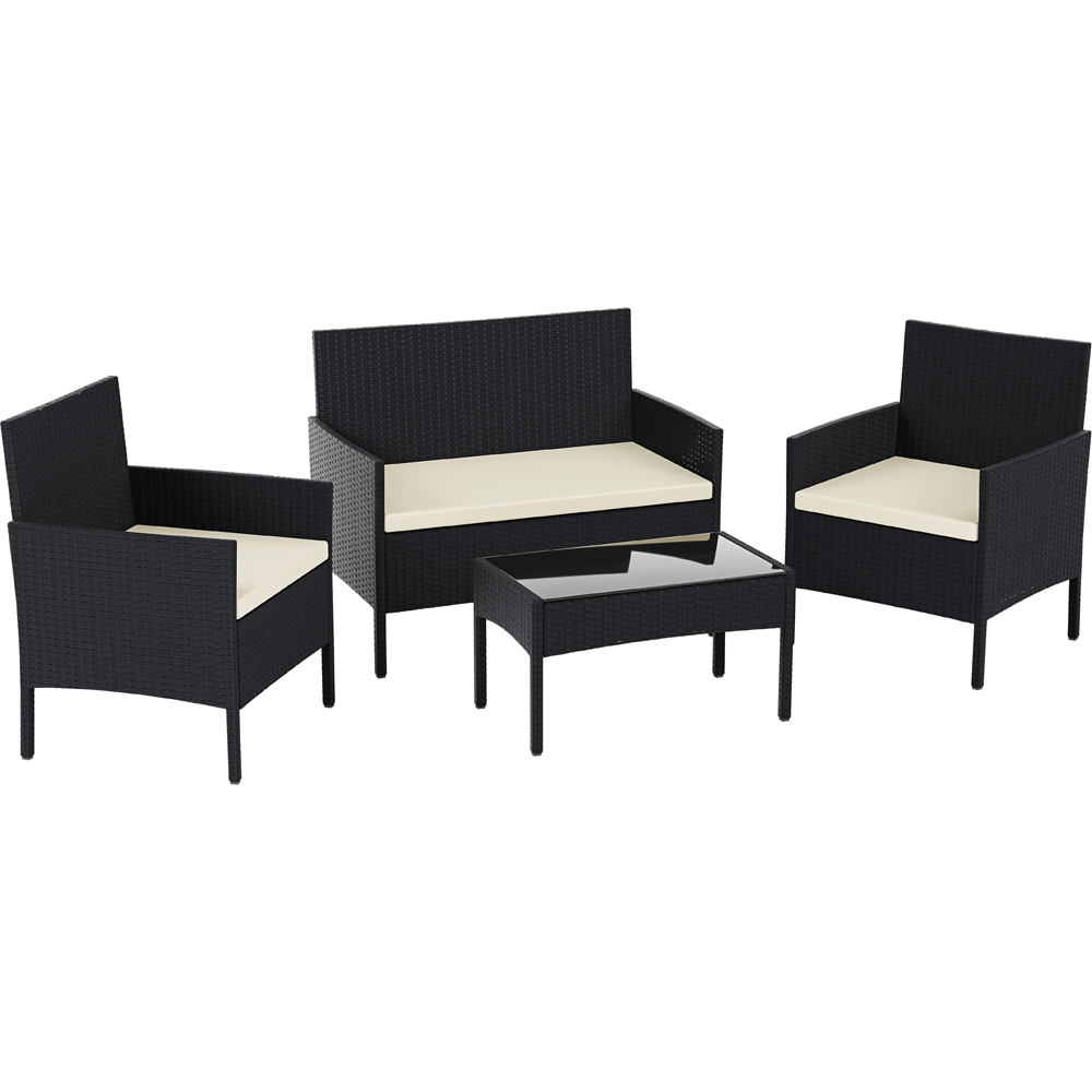 GARDEN VIDA Kendal 4 Seater Black PE Rattan Garden Lounge Set with Cover Image 2