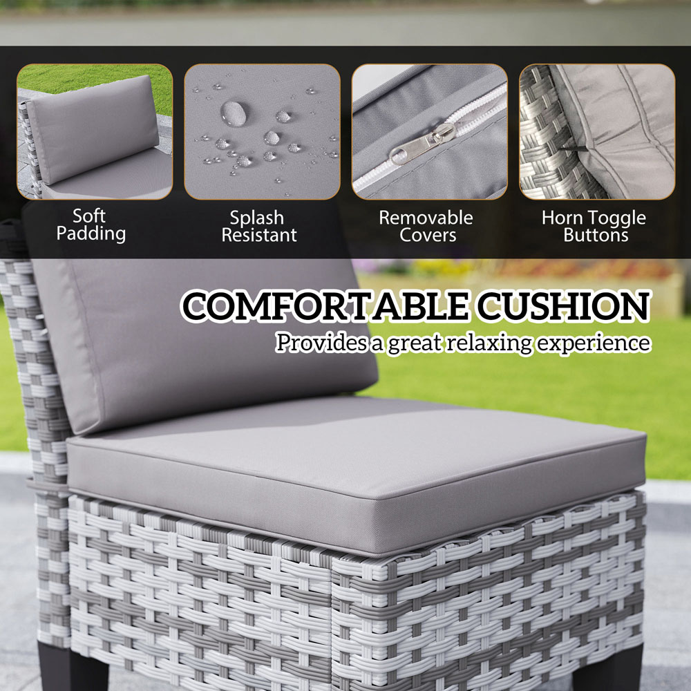 Outsunny 6 Seater Grey Rattan Garden Dining Set with Cushions and Umbrella Hole Image 8