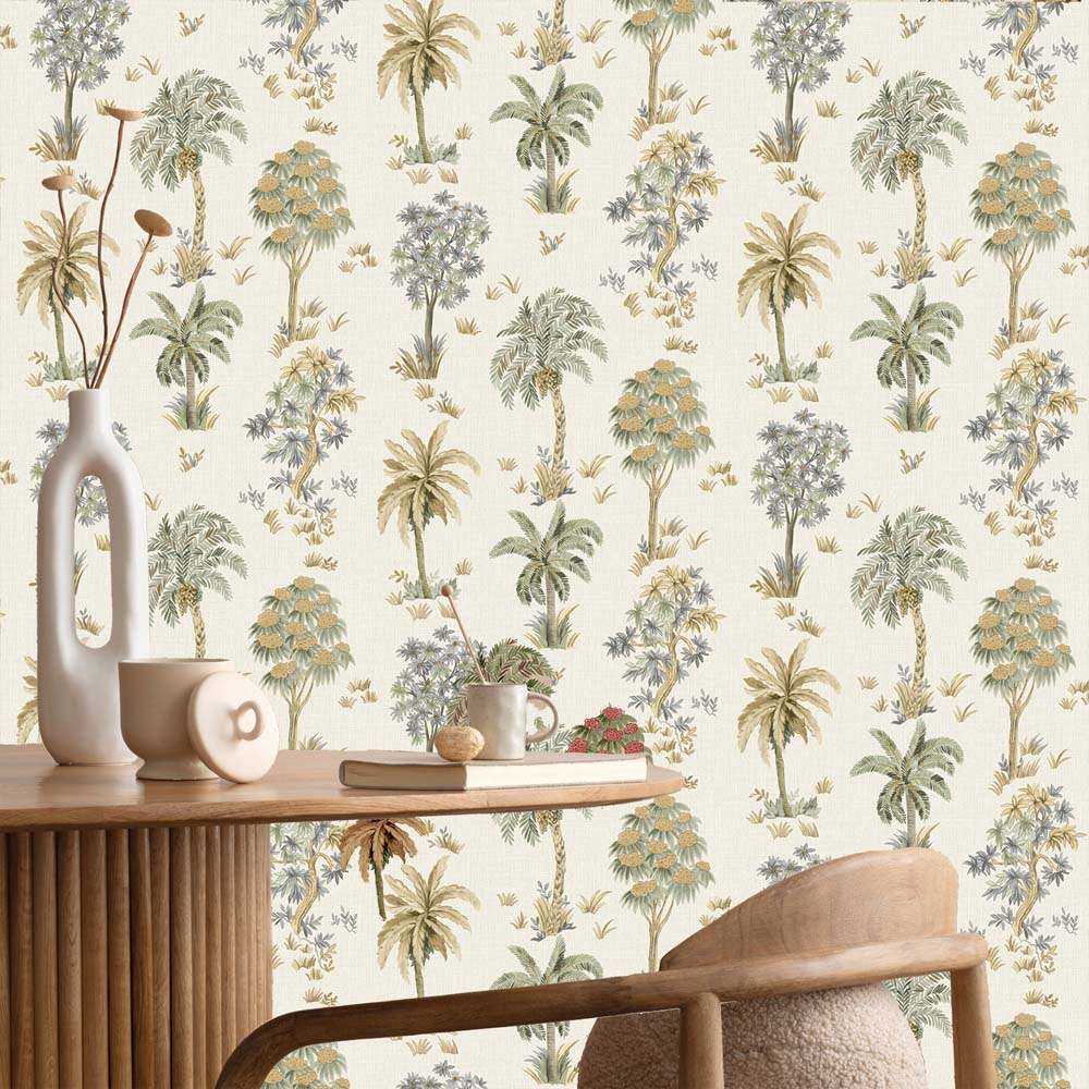 Belgravia Decor Zambaiti Parati Marrakech Tree Sage and Sand Wallpaper Image 2