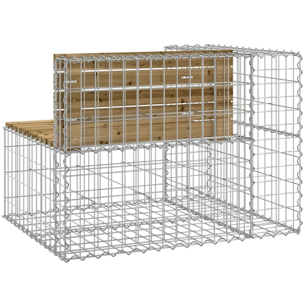 vidaXL Brown Solid Impregnated Pine Wood Gabion Design Garden Bench 92 x 71 x 65.5cm Image 4