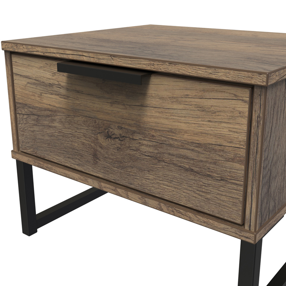 Crowndale Hong Kong Single Drawer Vintage Oak Side Table Ready Assembled Image 4