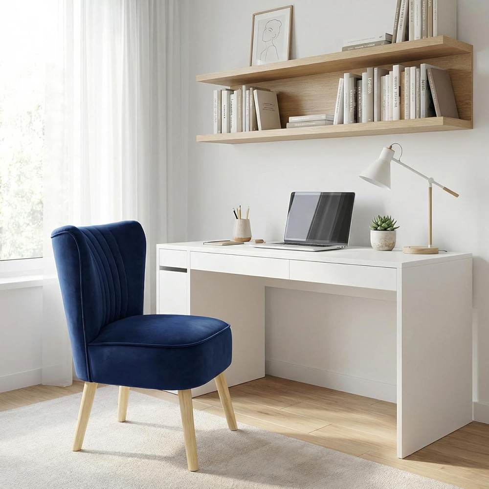 Alivio Blue Velvet Upholstered Modern Accent Chair Image 4