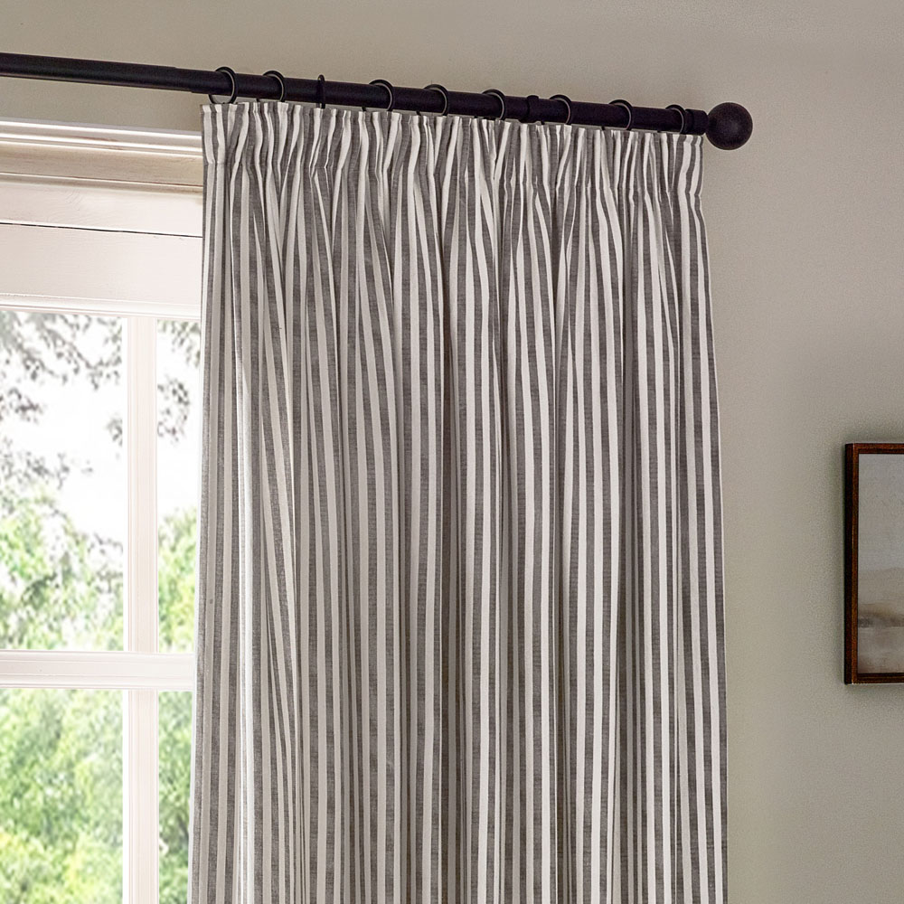 Yard Hebden Grey Striped Cotton Pencil Pleat Curtains 117 x 137cm Image 2