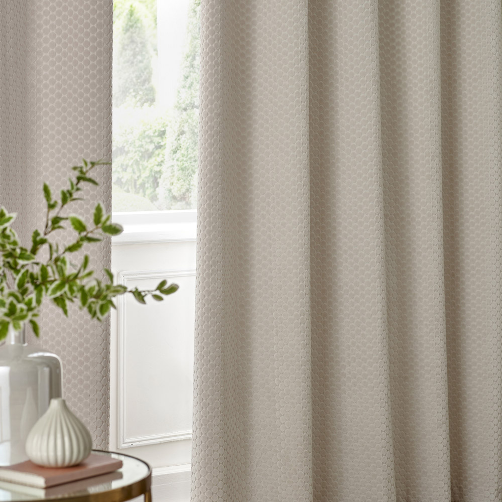 Paoletti Neptune Ivory Fully Lined Velvet Eyelet Curtains 229 x 137cm Image 4