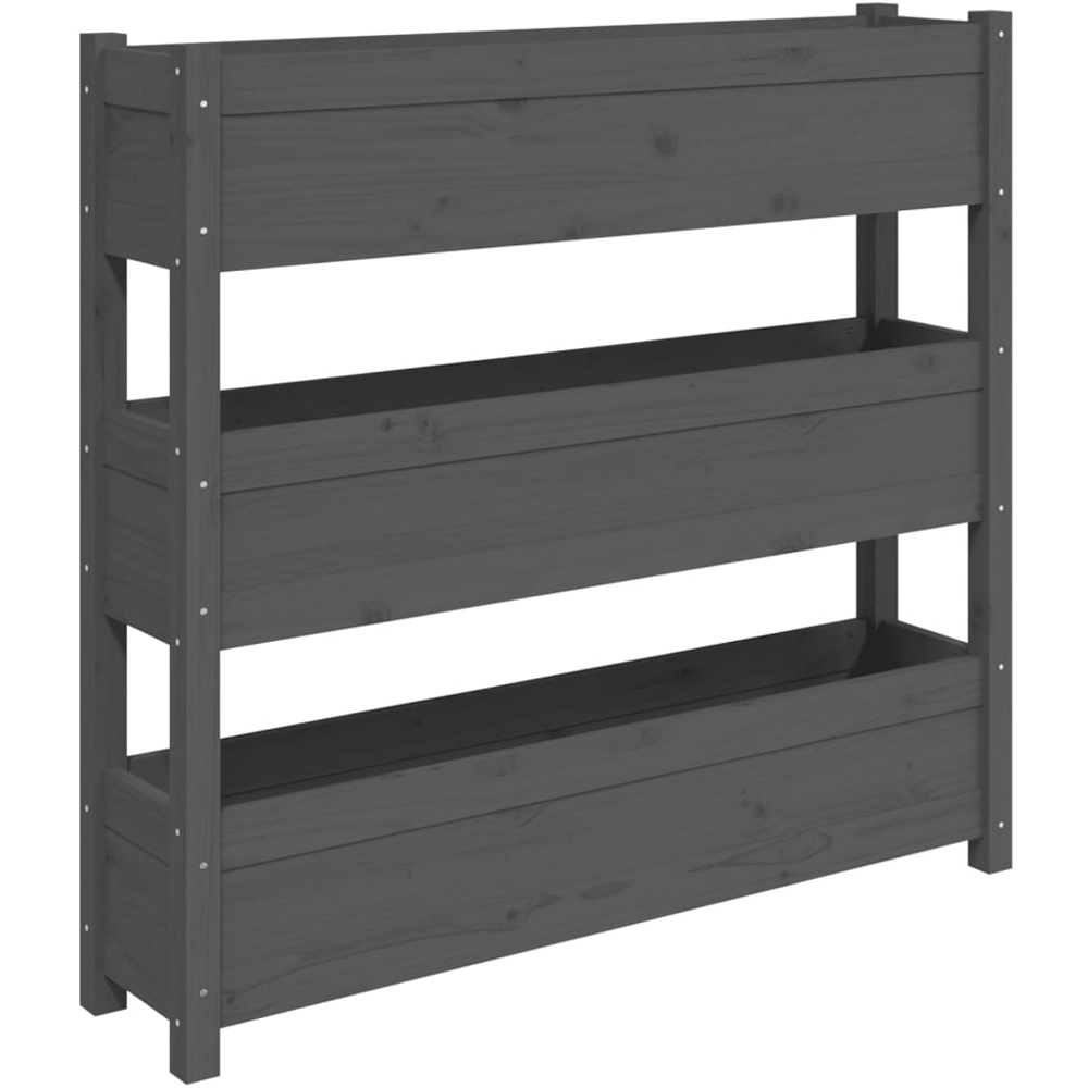 vidaXL 3-Tier Grey Solid Pine Wood Garden Planter 112 x 25 x 104.5cm Image 1