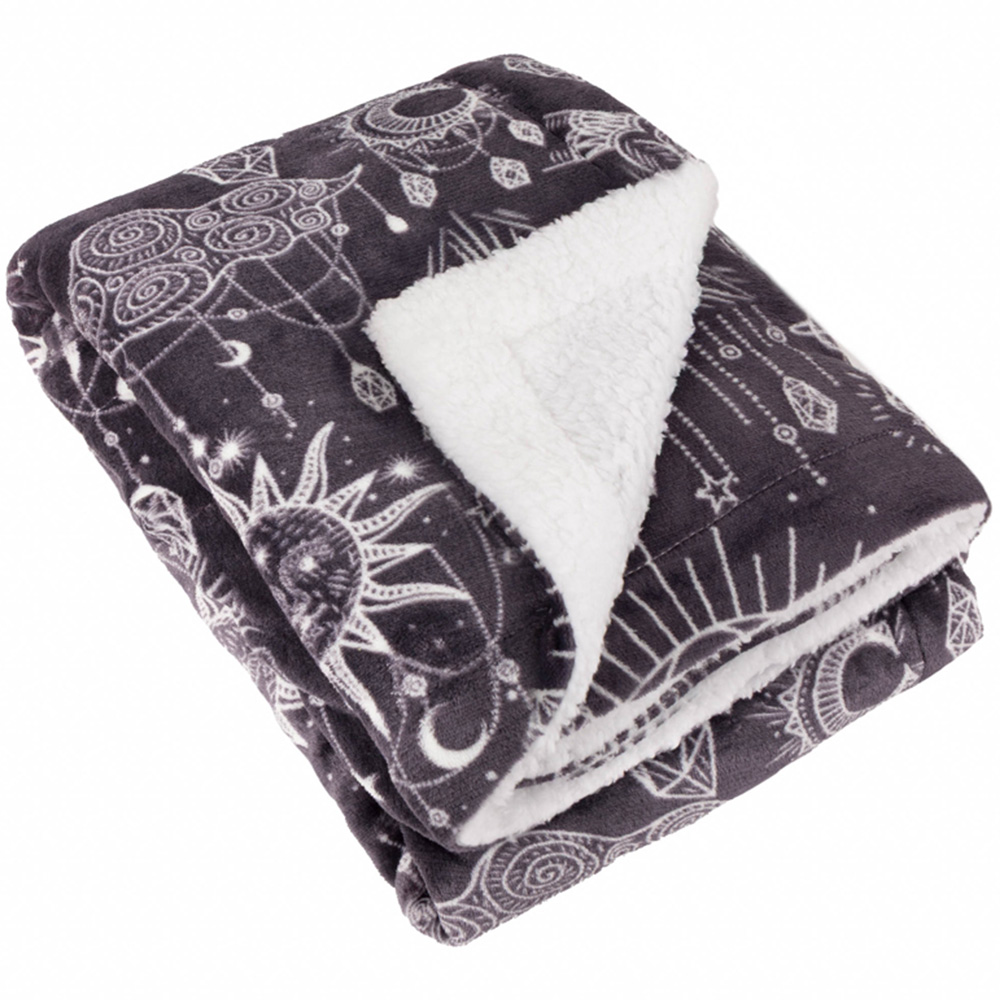Furn Constellation Printed Charcoal and Cream Sherpa Fleece Throw, 130 x 180cm Image 3
