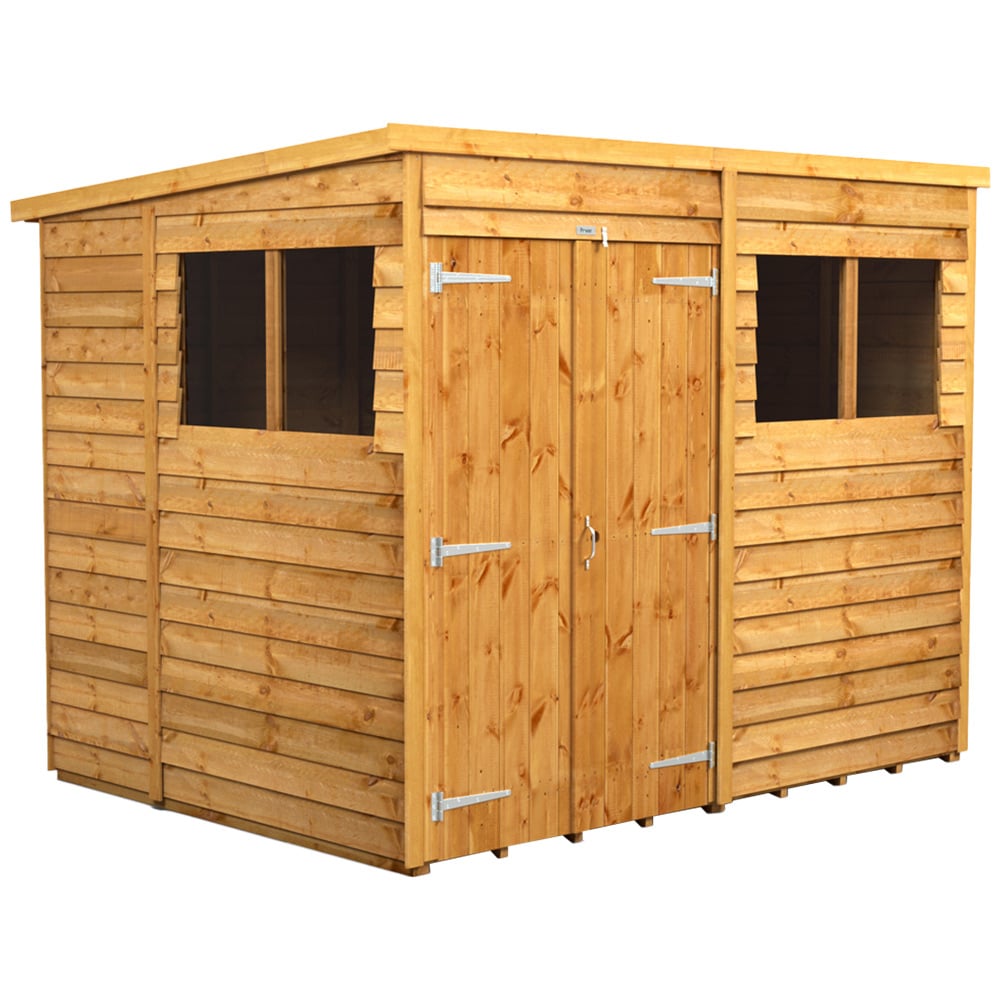 Power 8 x 6ft Double Door Overlap Pent Shed Image 1