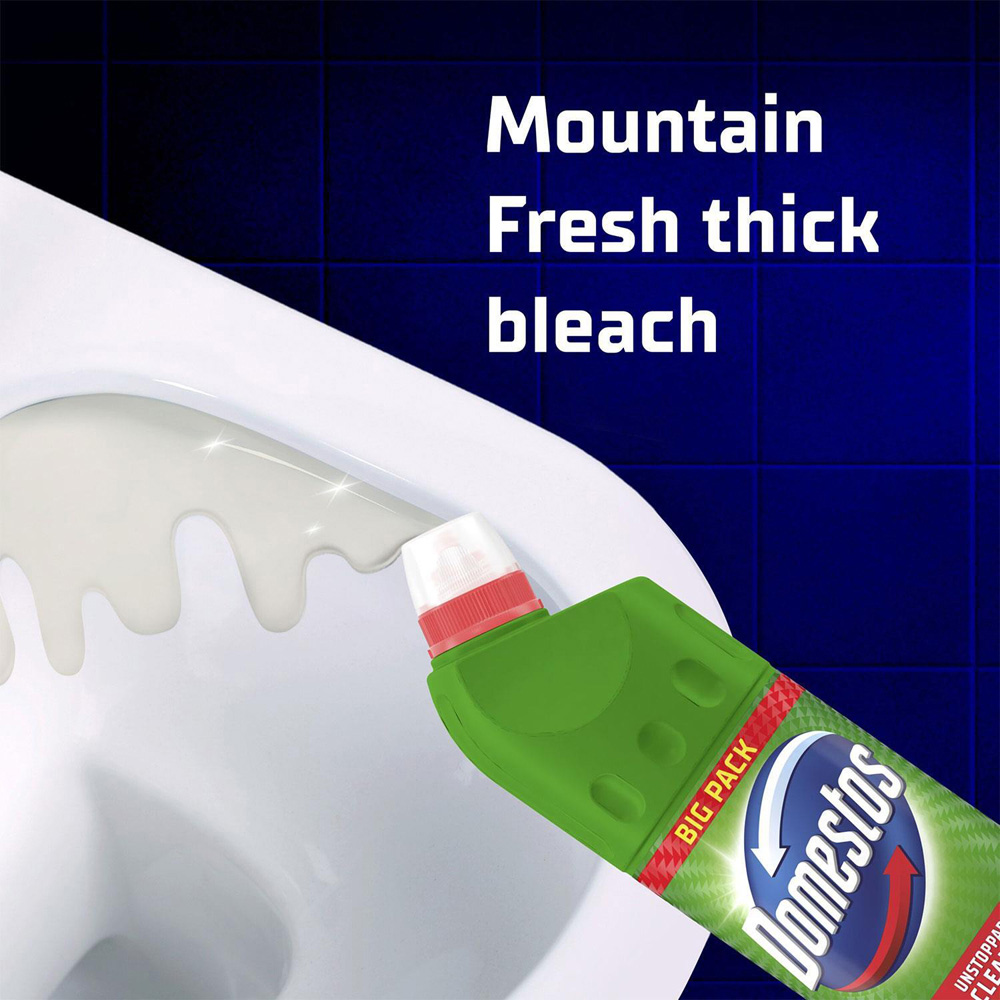 Domestos Mountain Fresh Thick Bleach Powerful Toilet and Bathroom Cleaner 1L 12 Pack Image 6