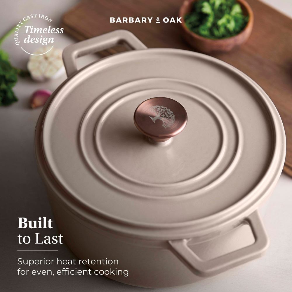 Barbary & Oak Nattura 20cm Cashmere Cast Iron Round Casserole Dish with Lid Image 3