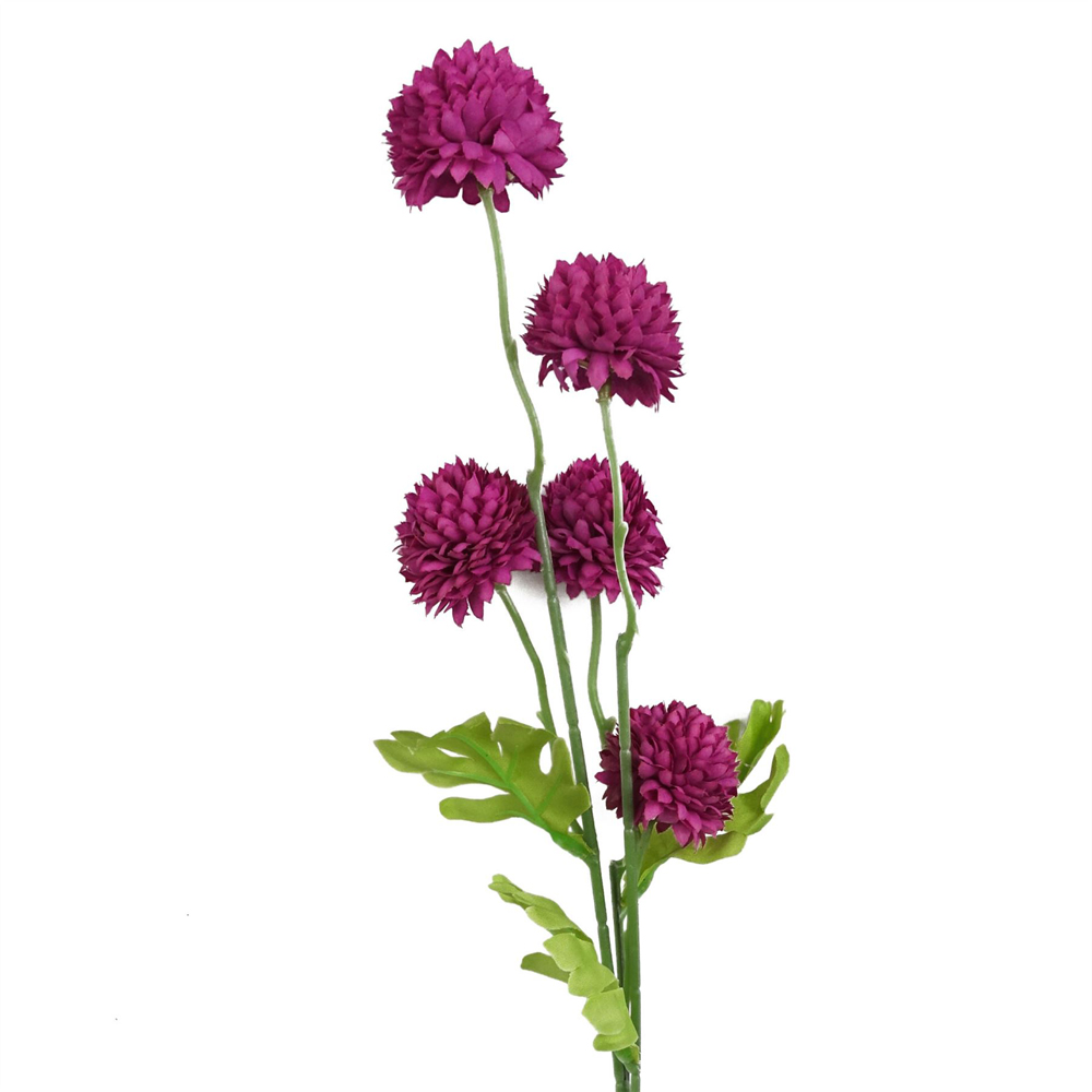 Leaf Pink Dahlia Pompom Artificial Stem 50cm 6 Pack Image 7
