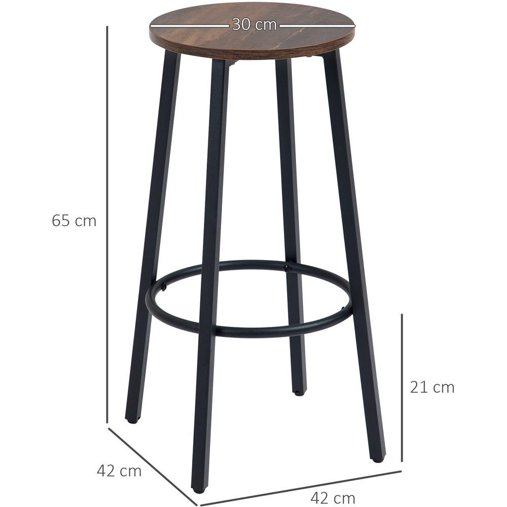 Portland Brown Industrial Round Bar Stool Set of 2 Image 7