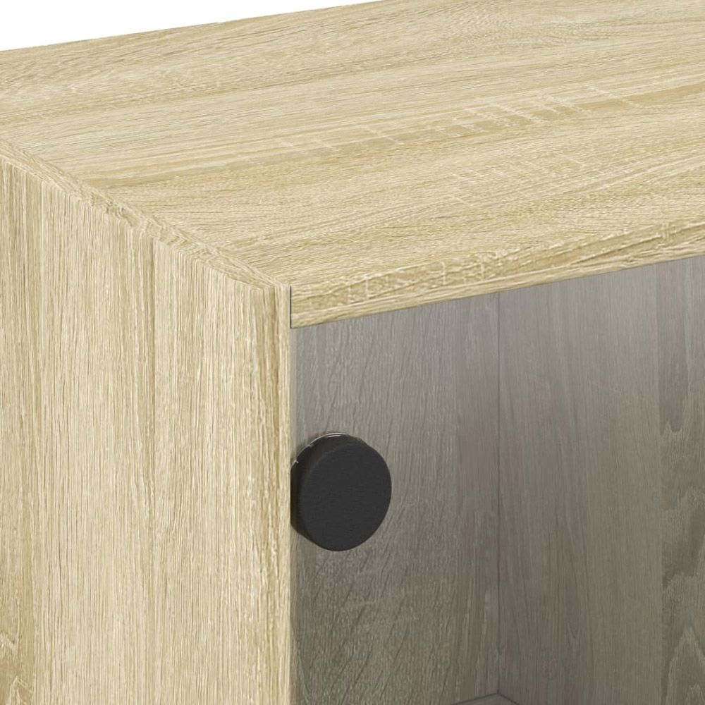 vidaXL 2 Glass Door 2 Open Shelf Sonoma Oak TV Cabinet Image 9