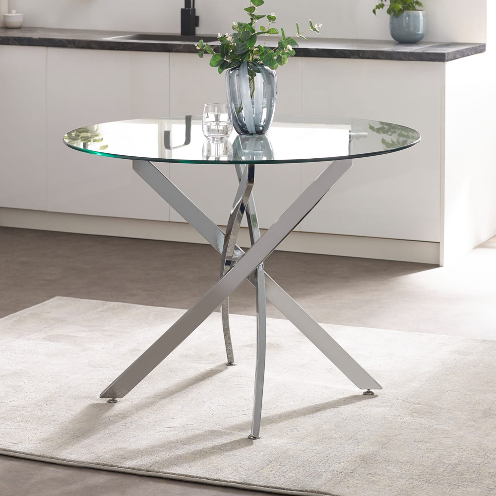 Julian Bowen Anderson 4 Seater Round Glass Dining Table Chrome Image 7