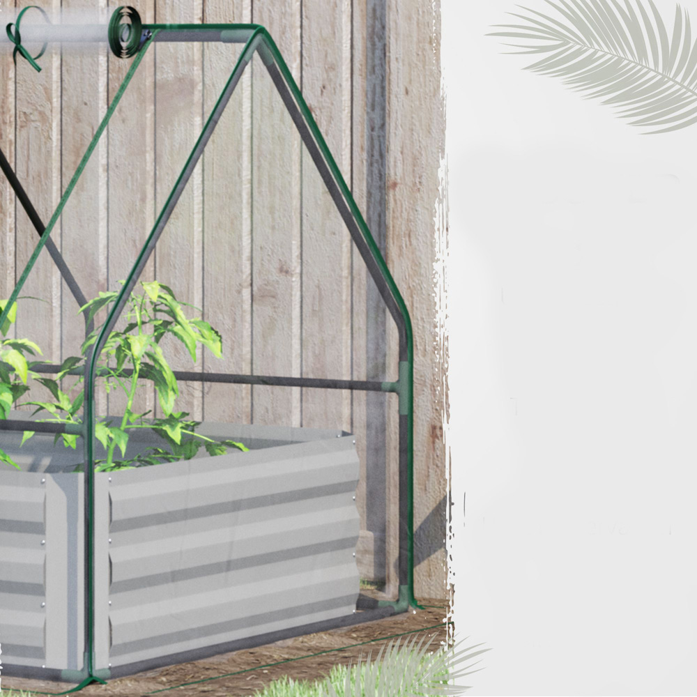 Outsunny Clear Steel 3.1 x 4.1ft Raised Greenhouse Image 6