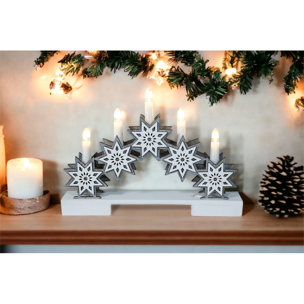 Xmas Haus Festive 8 Pointed Star Candle Light Effect Decoration Image 3