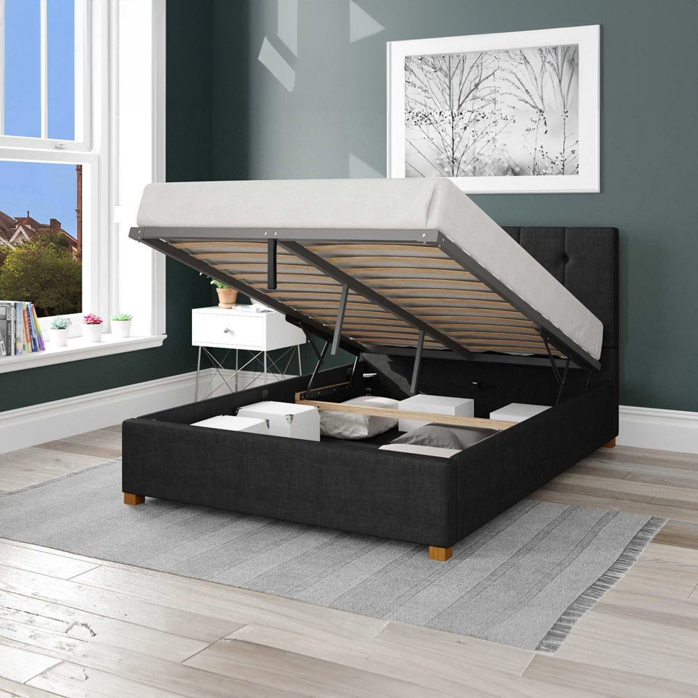Aspire Hepburn Single Ebony Malham Weave Ottoman Bed Image 2