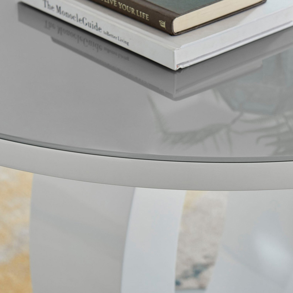 Furniturebox Lucia Valera 6 Seater Round Dining Set Grey Gloss Black and Chrome Image 6