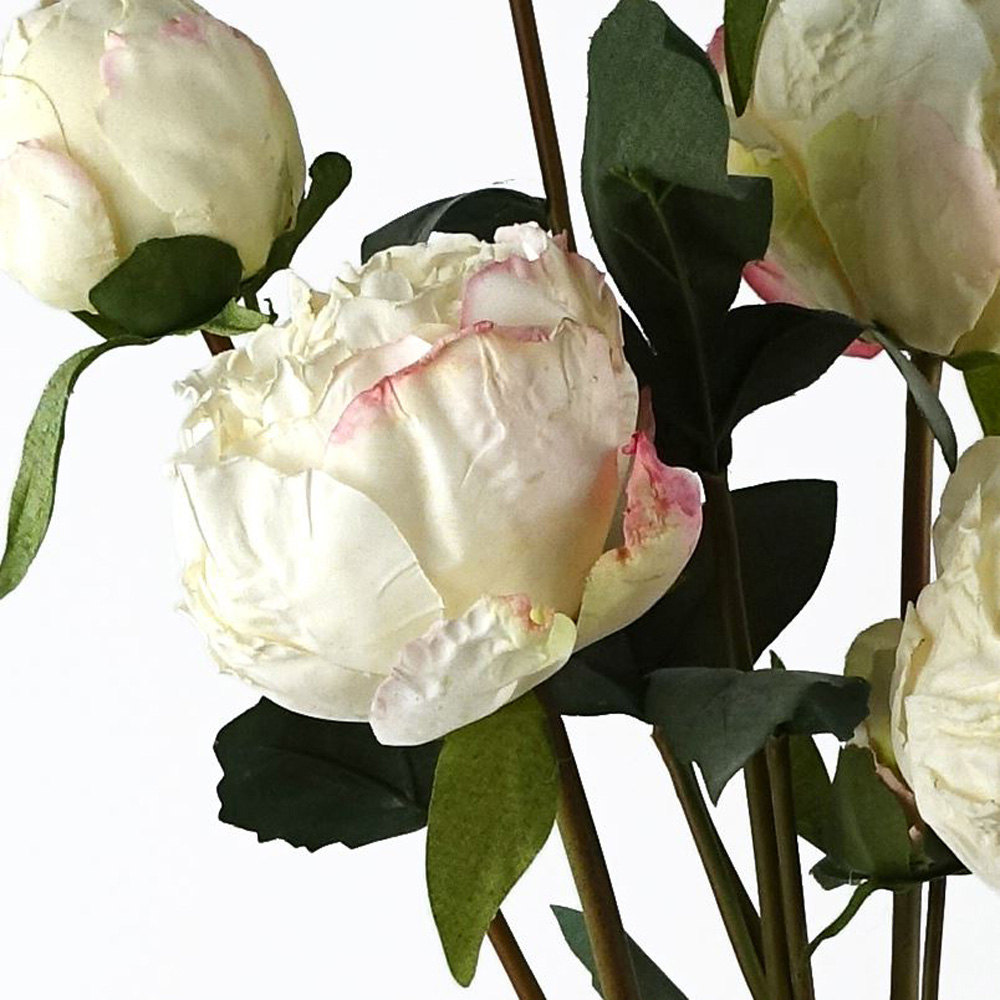 Leaf Cream Peony Single Stem Artificial Flower 55cm 6 Pack Image 4