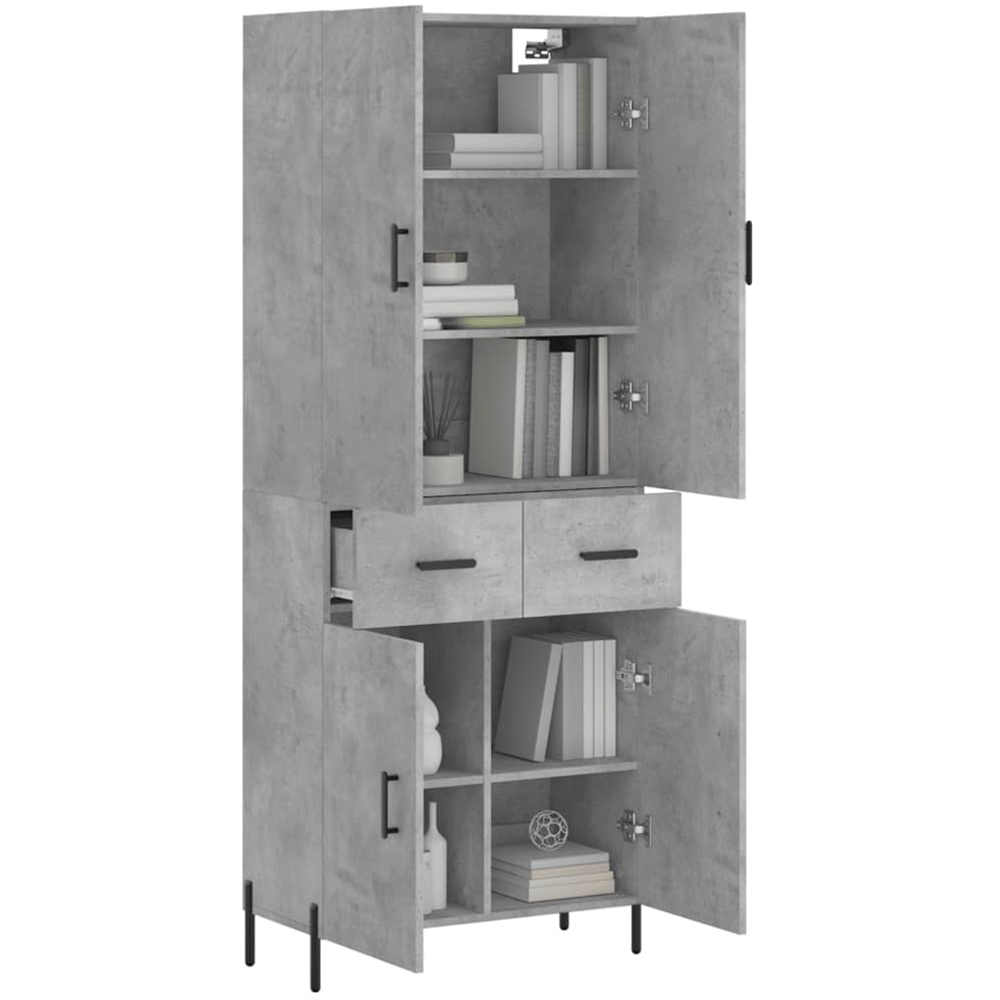 vidaXL 4 Door 2 Drawer Concrete Grey Highboard Image 3
