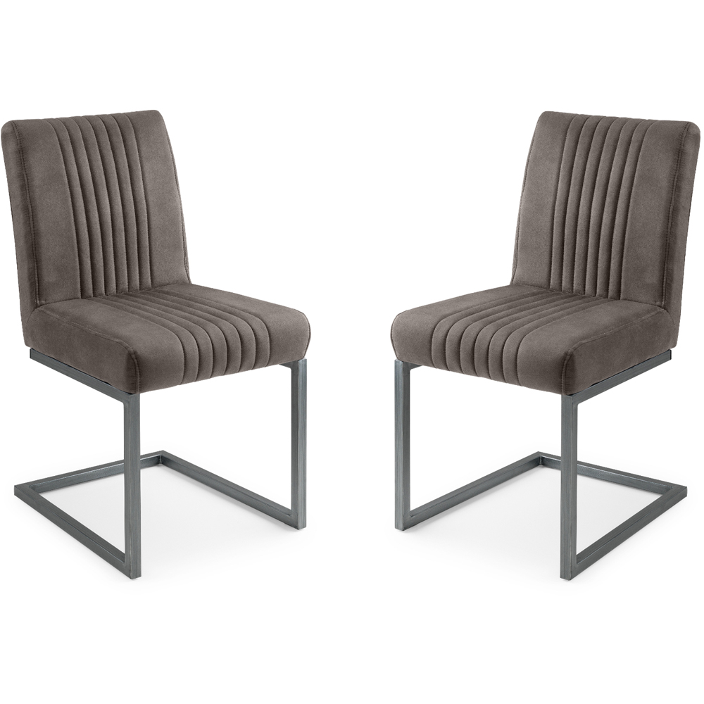 Julian Bowen Brooklyn Set of 2 Charcoal Grey Dining Chair Image 2