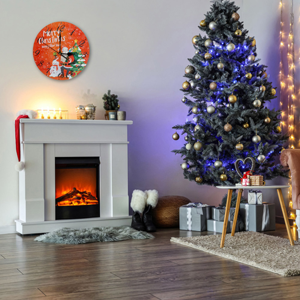 Xmas Haus Christmas Santa and Snowman Round Wall Clock 23cm Image 4