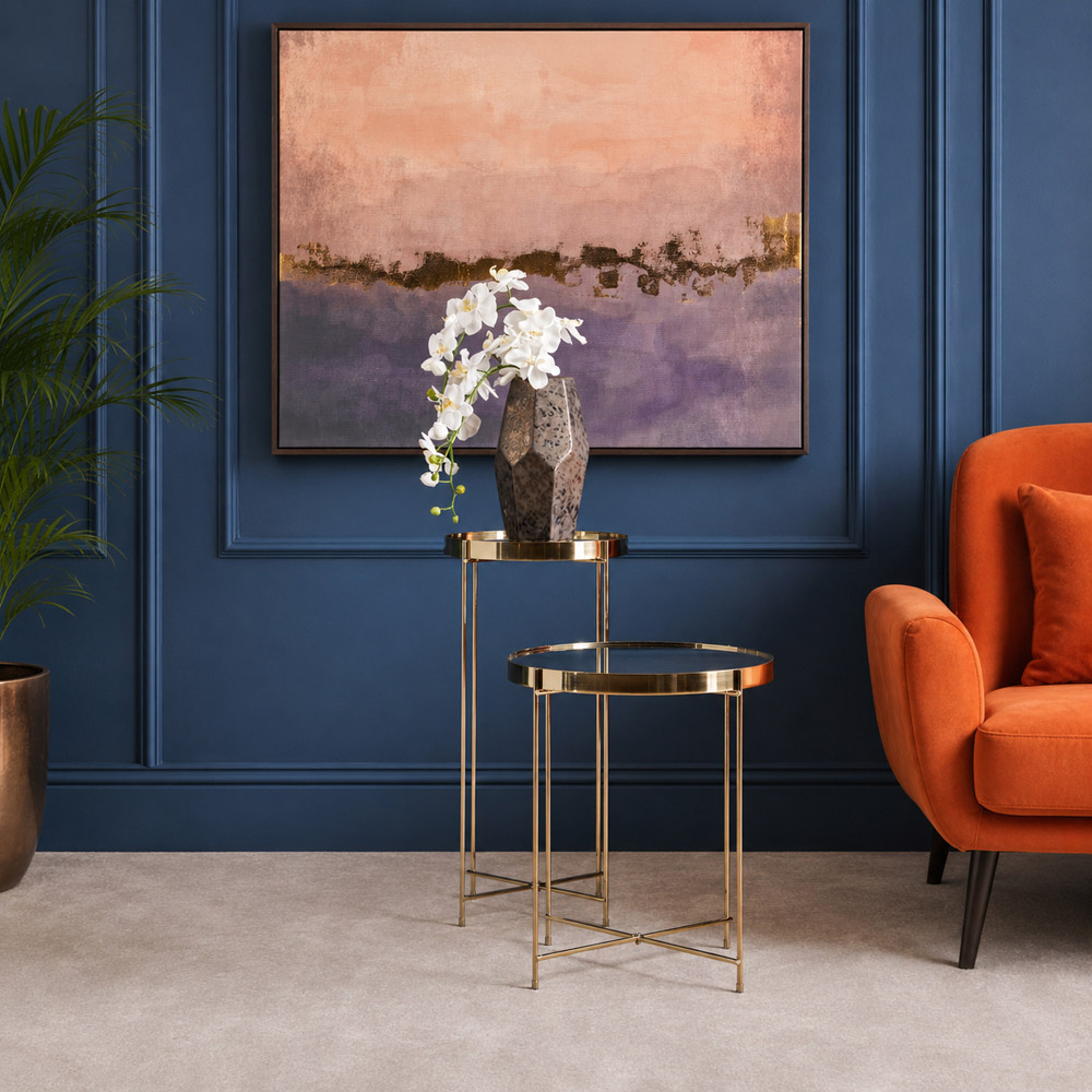 Premier Housewares Allure Black and Brushed Bronze Tall Round Side Table with Mirrored Top Image 3