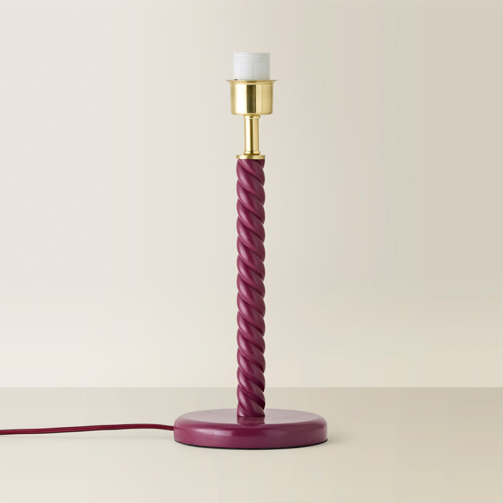 ValueLights Amara Raspberry Pink Twist Wooden Table Lamp Base Image 2