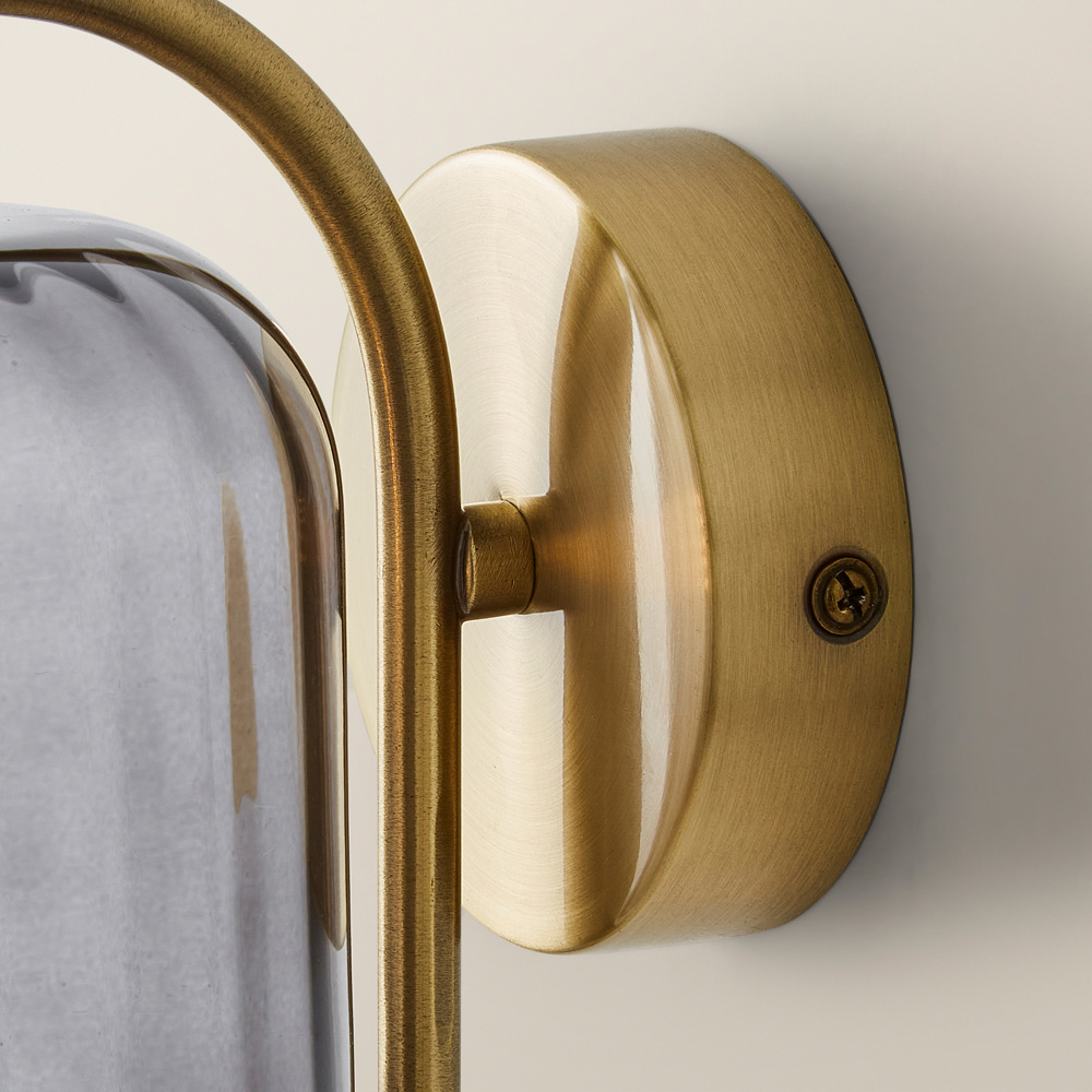 ValueLights Amelie Ribbed Glass Gold Stem LED Wall Lamp Image 3