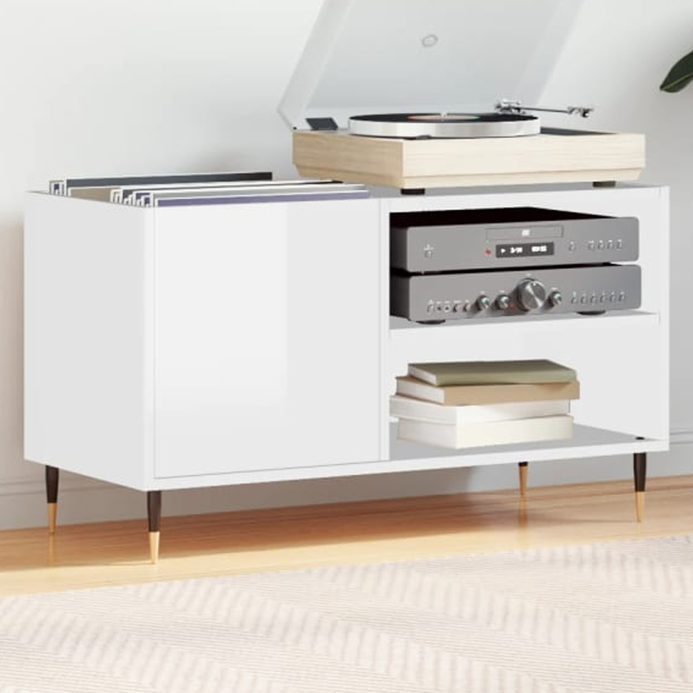 vidaXL 2 Shelf White Record Cabinet Image 1