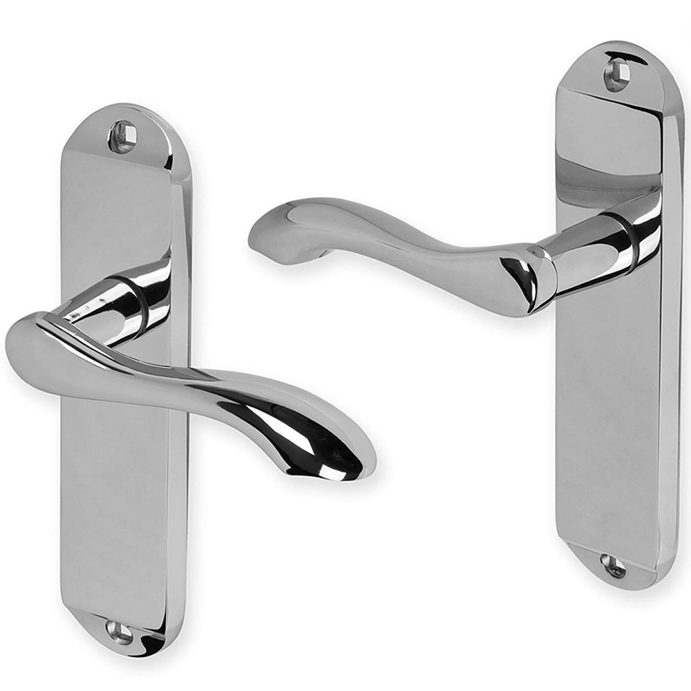 Golden Grace Polished Chrome Finish Cadenza Design Door Handle Set 4 Pack Image 2
