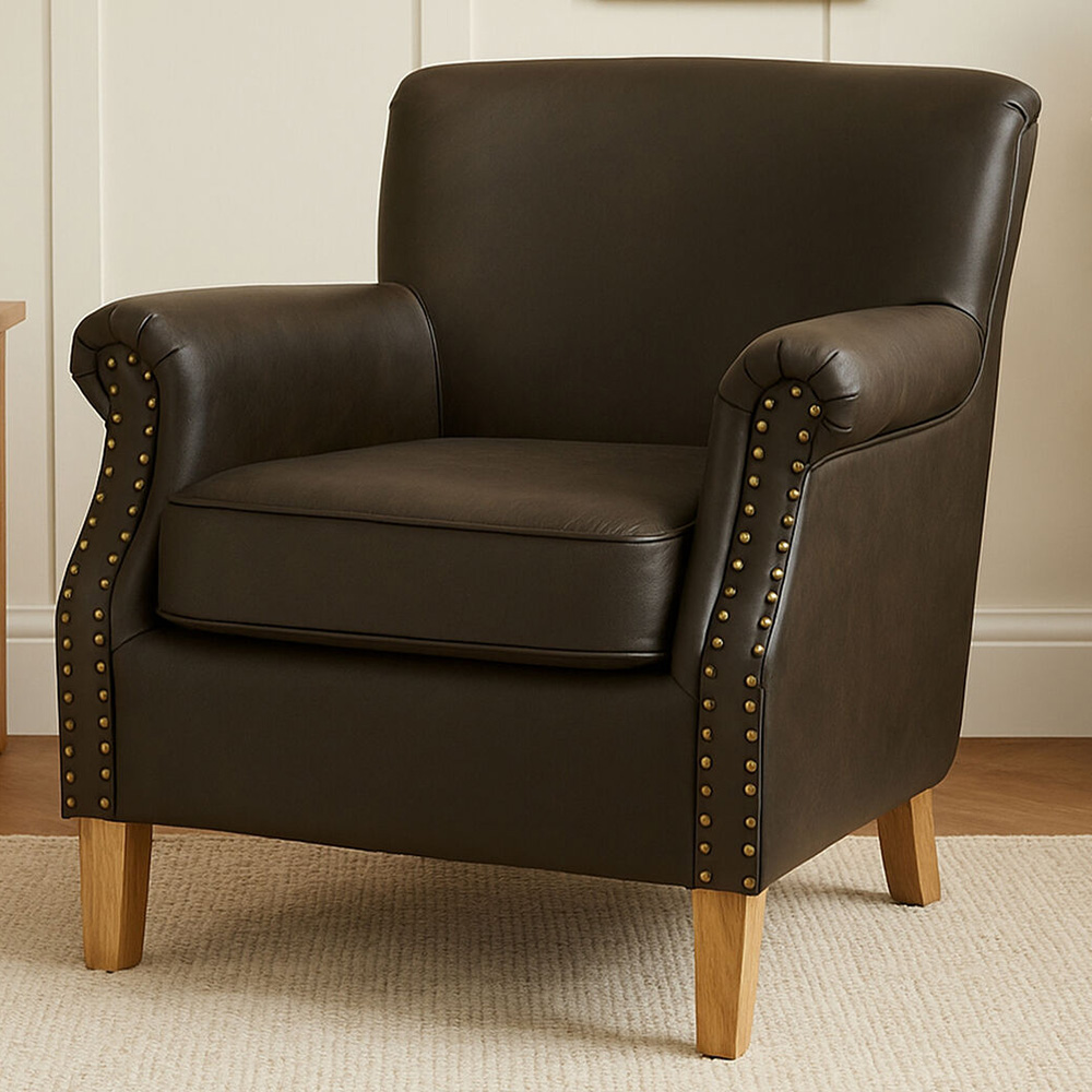 Premier Housewares Trinity Brown Leather Effect Armchair Image 1