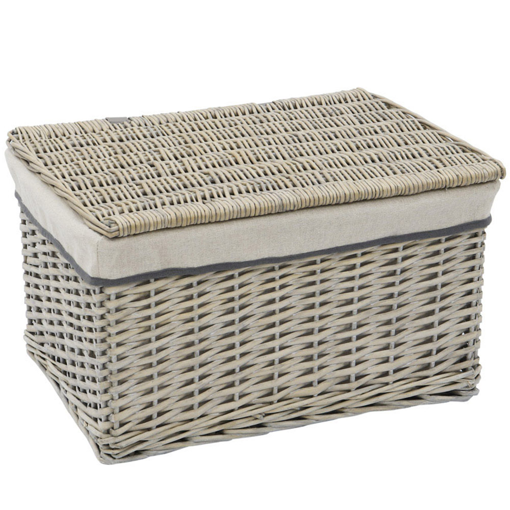 JVL 3 Piece Arianna Grey Rectangular Willow Hamper Basket Set Image 3