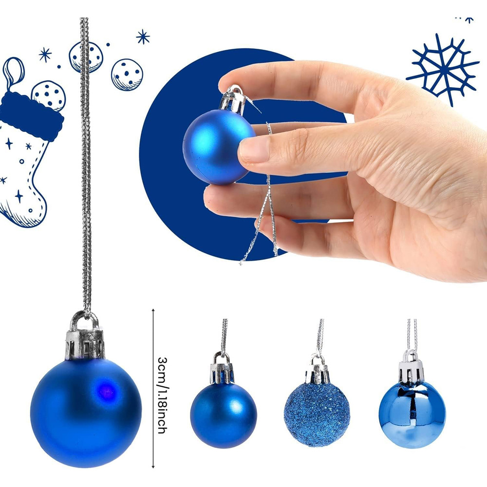Shatchi 3cm Blue Shatterproof Christmas Baubles 24 Pack Image 5