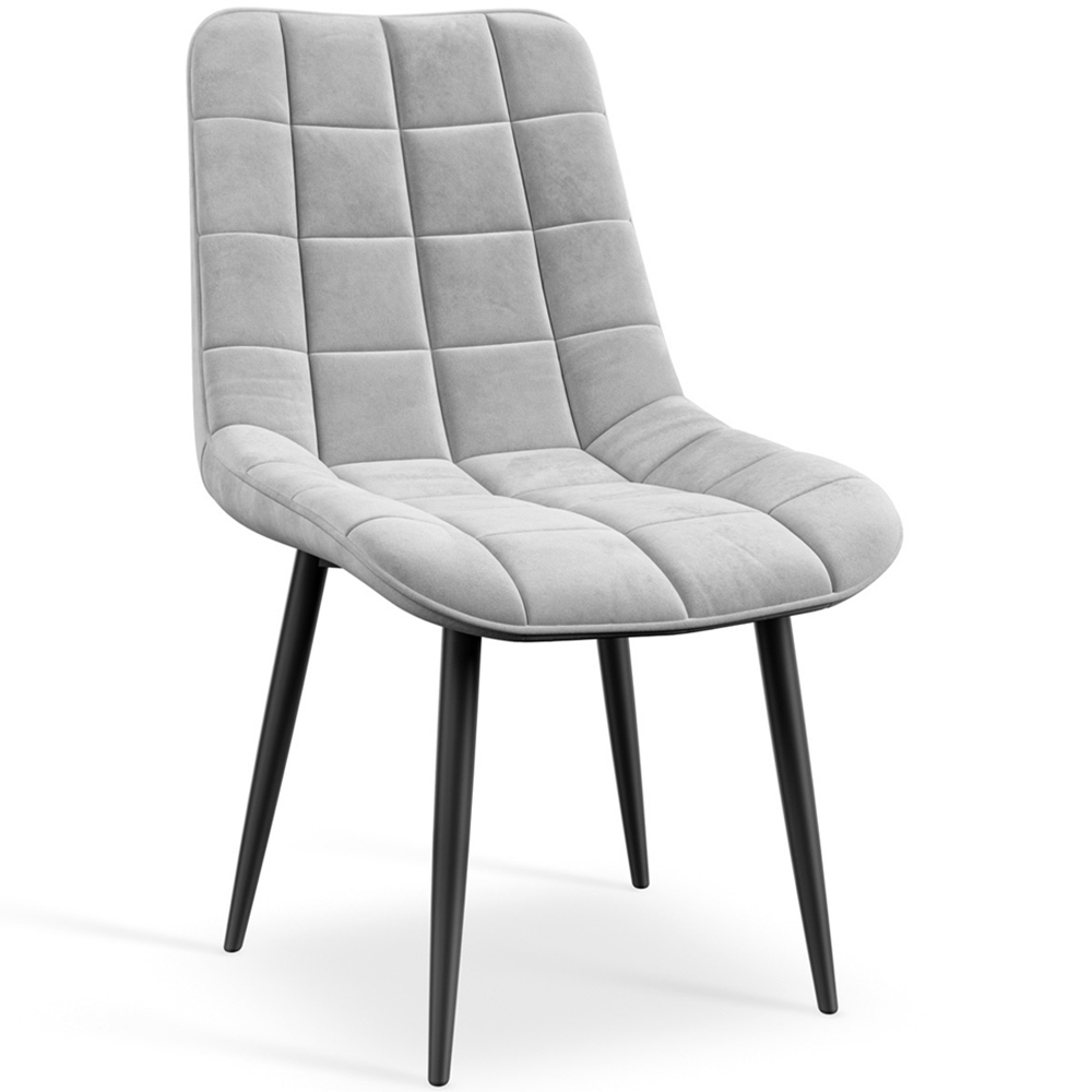 Furniture Online Nova Set of 2 Grey Velvet Padded Seat Dining Chair Image 2