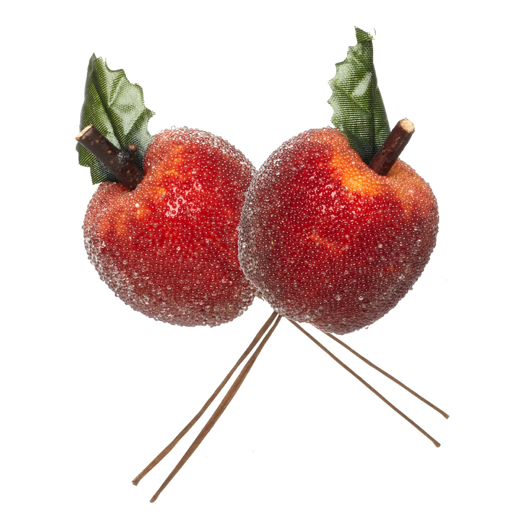 Wilko Apple Decorations on Wire 4 Pack Image 2