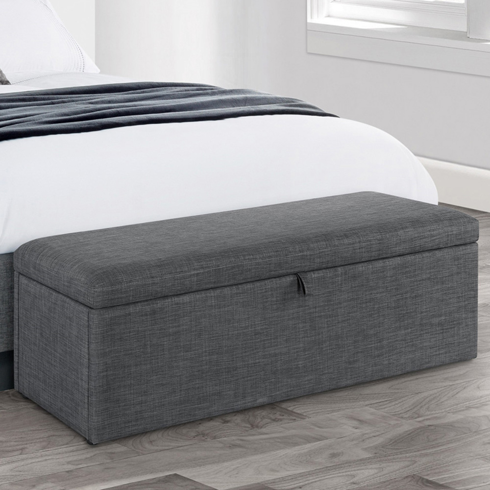 Julian Bowen Sorrento Slate Grey Linen Blanket Box Image 1