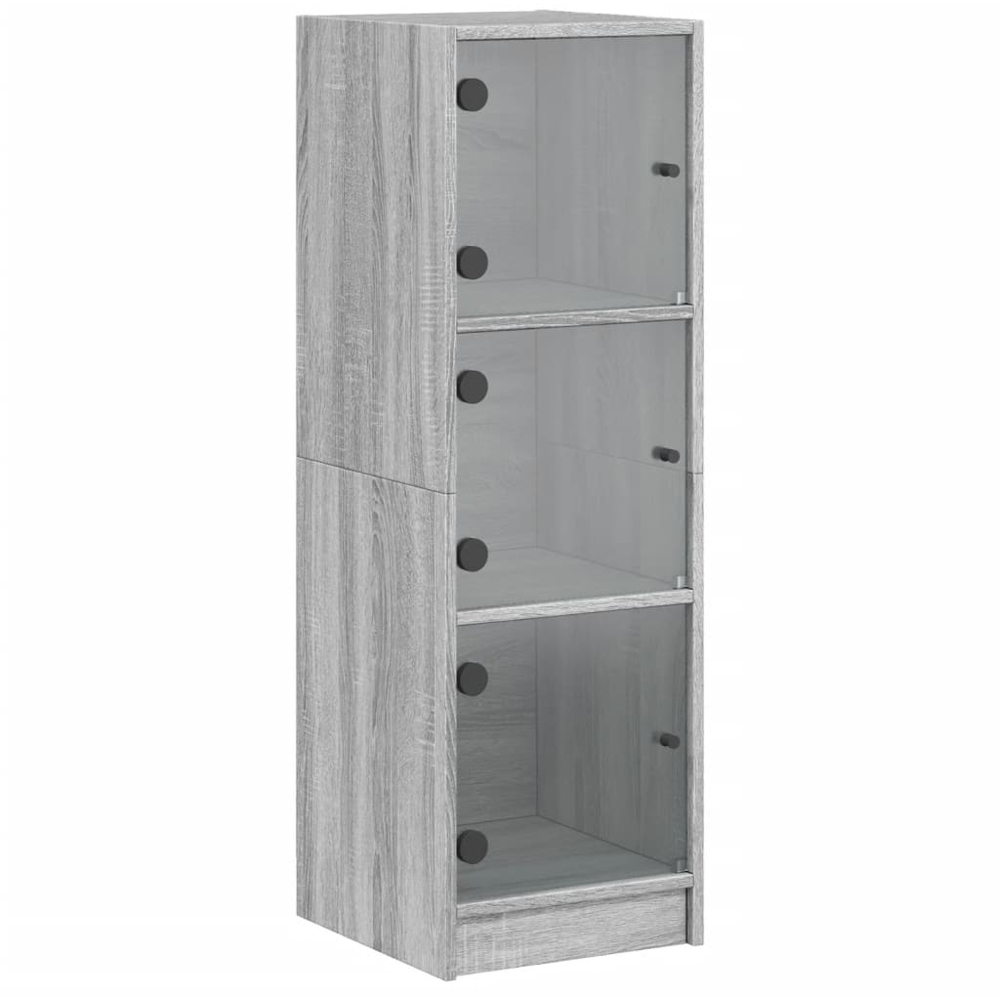 vidaXL 3 Glass Door Grey Sonoma Highboard Image 2