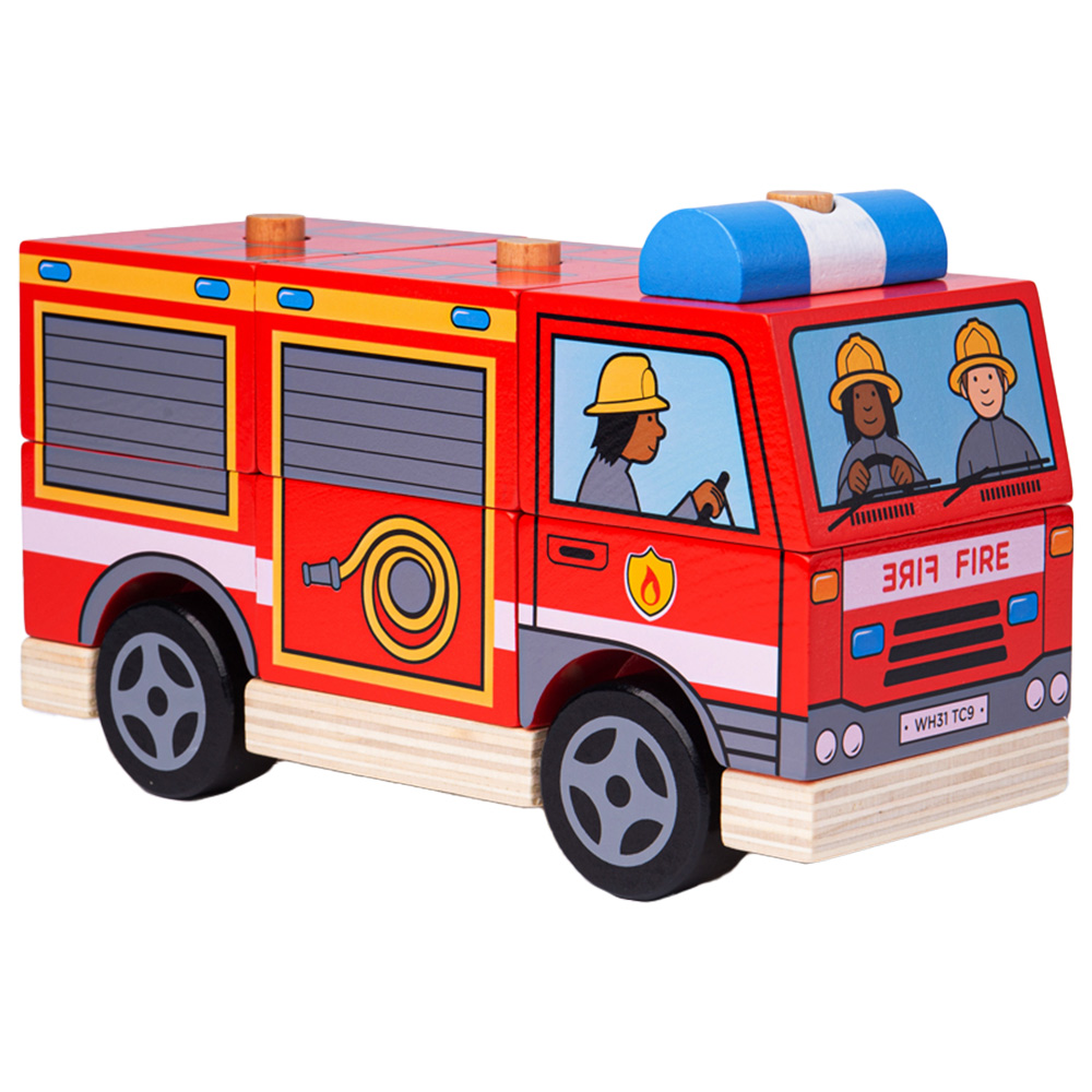 Bigjigs Toys Stacking Fire Engine Toy Red Image 1