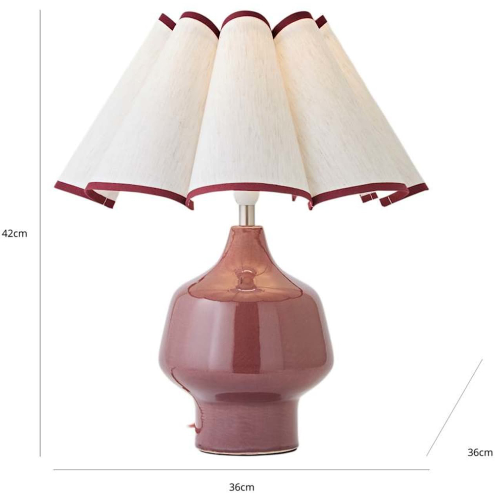 ValueLights Jamie Scallop Trim Shade Burgundy Glazed Ceramic Table Lamp with Bulb Image 8