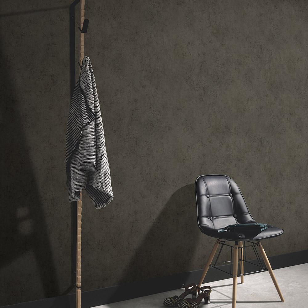 Elle Decoration Metallic Concrete Chocolate Brown Vinyl Wallpaper by Erismann Image 2