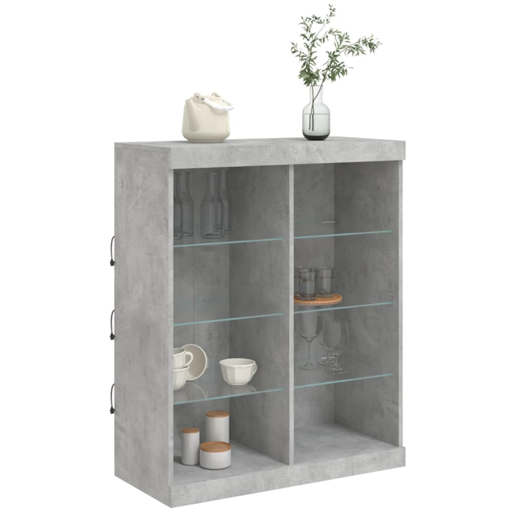 vidaXL 8 Shelf Concrete Grey Wooden Sideboard with LED Lights Image 3