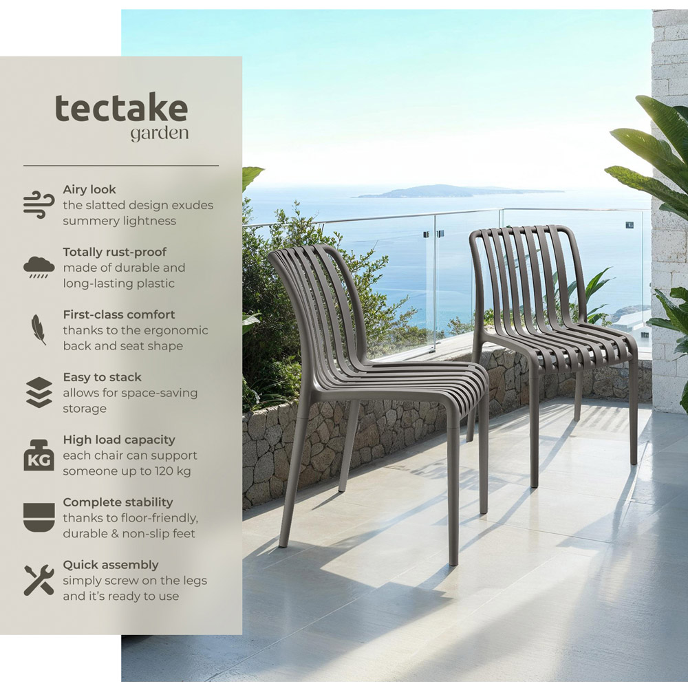 tectake Alcudia Set of 2 Anthracite Stackable Garden Chair Image 3