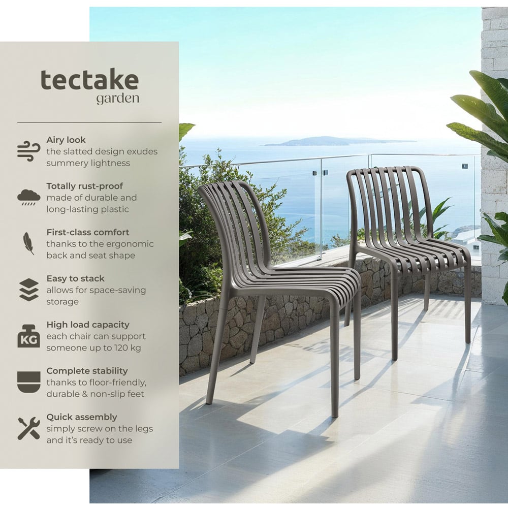 tectake Alcudia Set of 6 Anthracite Stackable Garden Chair Image 3