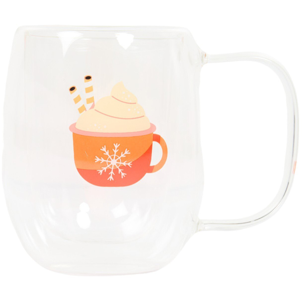 Double Wall Christmas Glass Mug Image 2